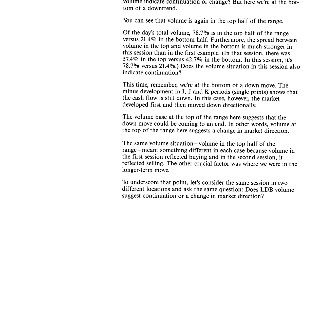 Report LDB CBOT — volume per prezzo con CTI1/CTI2